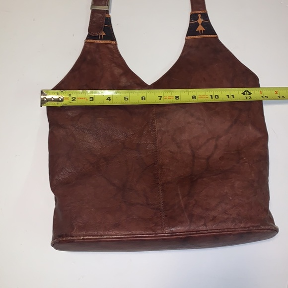 Vintage Brown Leather Boho Purse from India - Picture 9 of 11